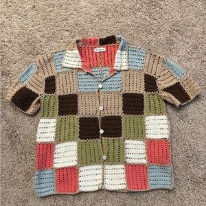 Colorful Crochet Patchwork Shirt